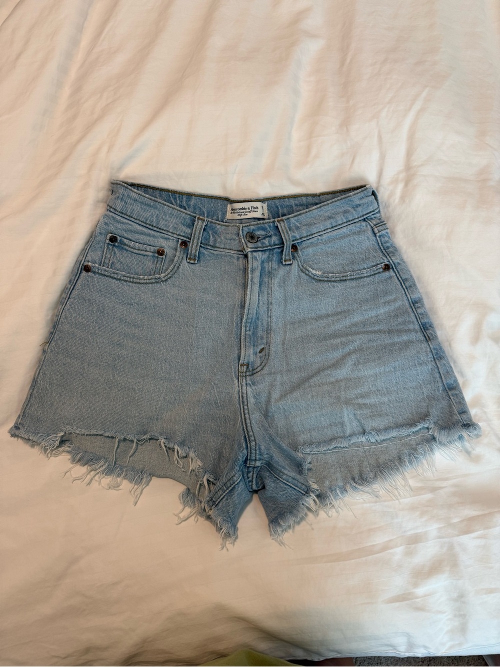 Abercrombie & Fitch Light Blue 90’s Relaxed Cutoff Shorts High Rise - Curve Love
